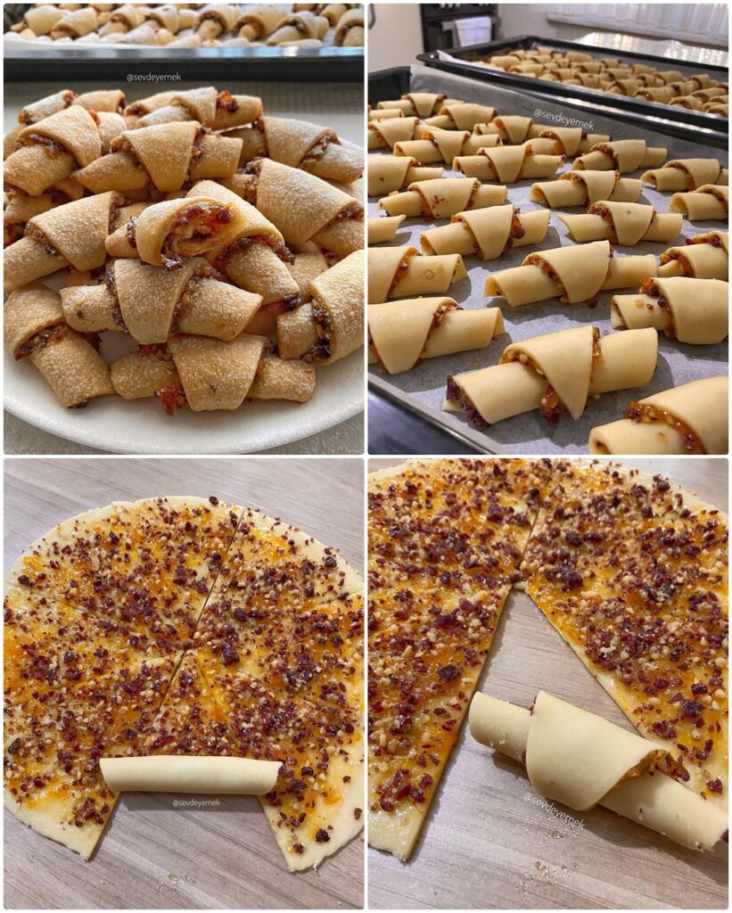 Cevizli Rulo Kurabiye (Rugelach)