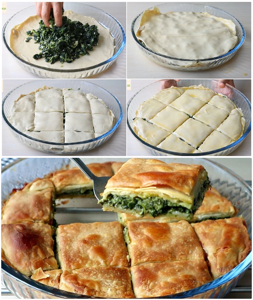 Kolay El Açması Kat Kat Ispanaklı Börek Tarifi