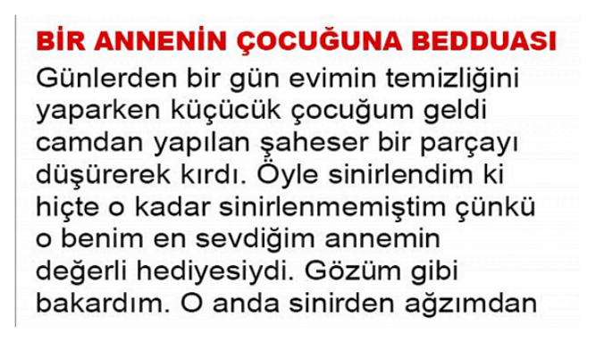 Bi̇r Anneni̇n Çocuğuna Bedduası