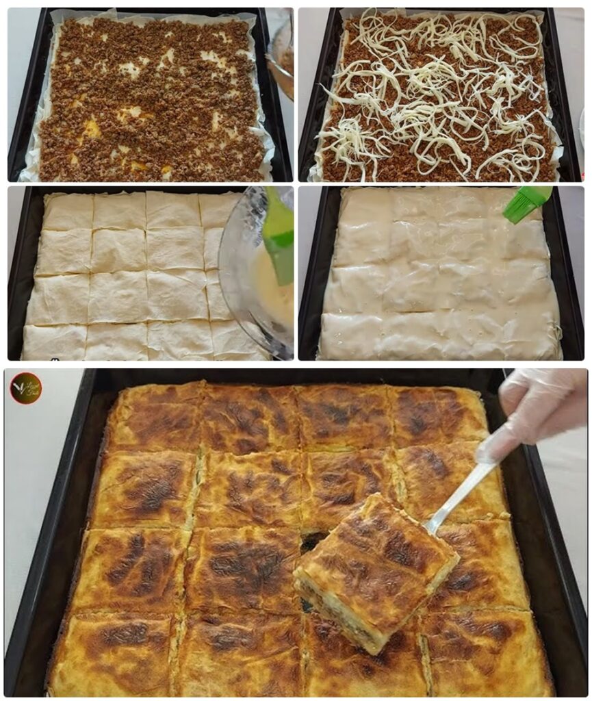 Hazır Yufkadan Peynirli Kıymalı Börek Tarifi